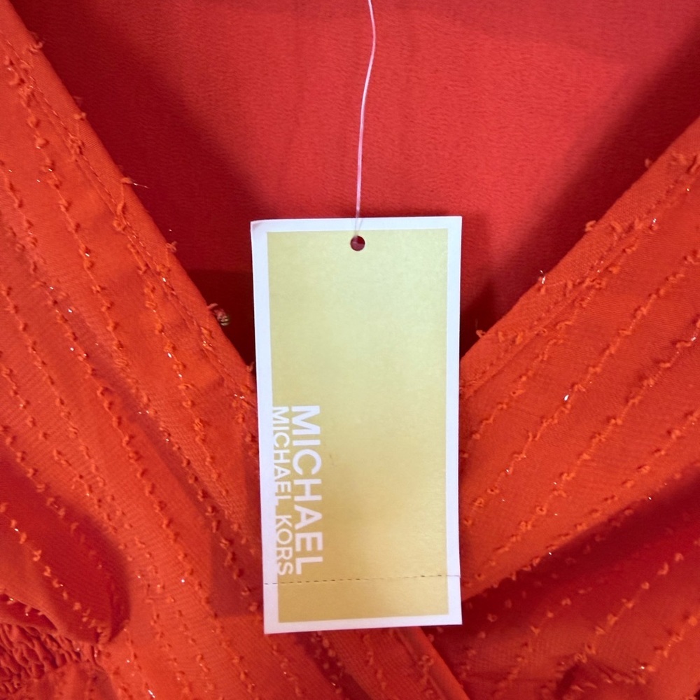 Michael Kors NWT Optic Orange Ruffle Dress Size S - Picture 5 of 14